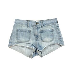 Vintage Y2K Hollister Denim Shorts Womens Size 3‎ Low Rise Distressed Mini Jean